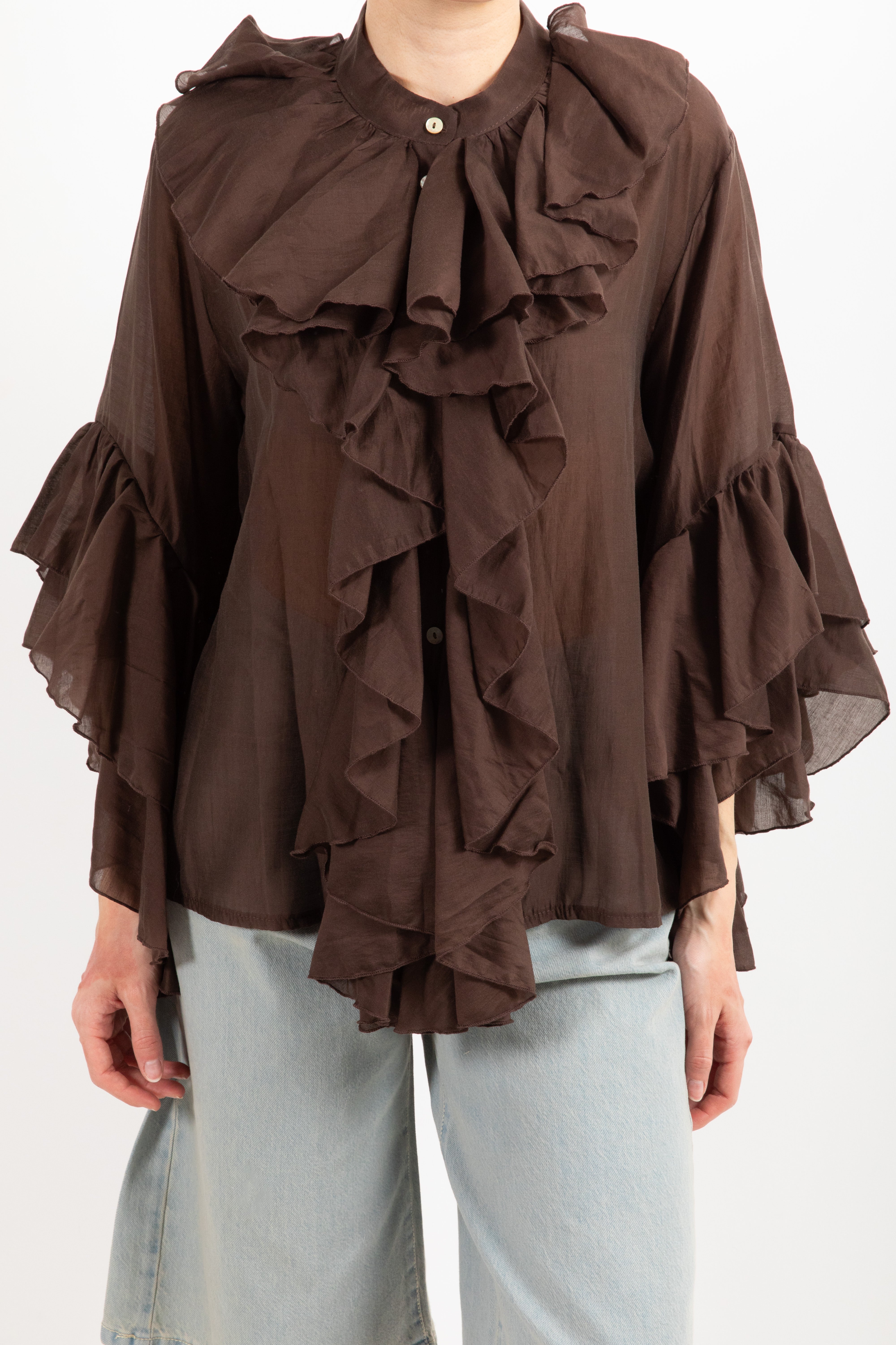 Camicia in viscosa con rouches sulla manica Susy Mix