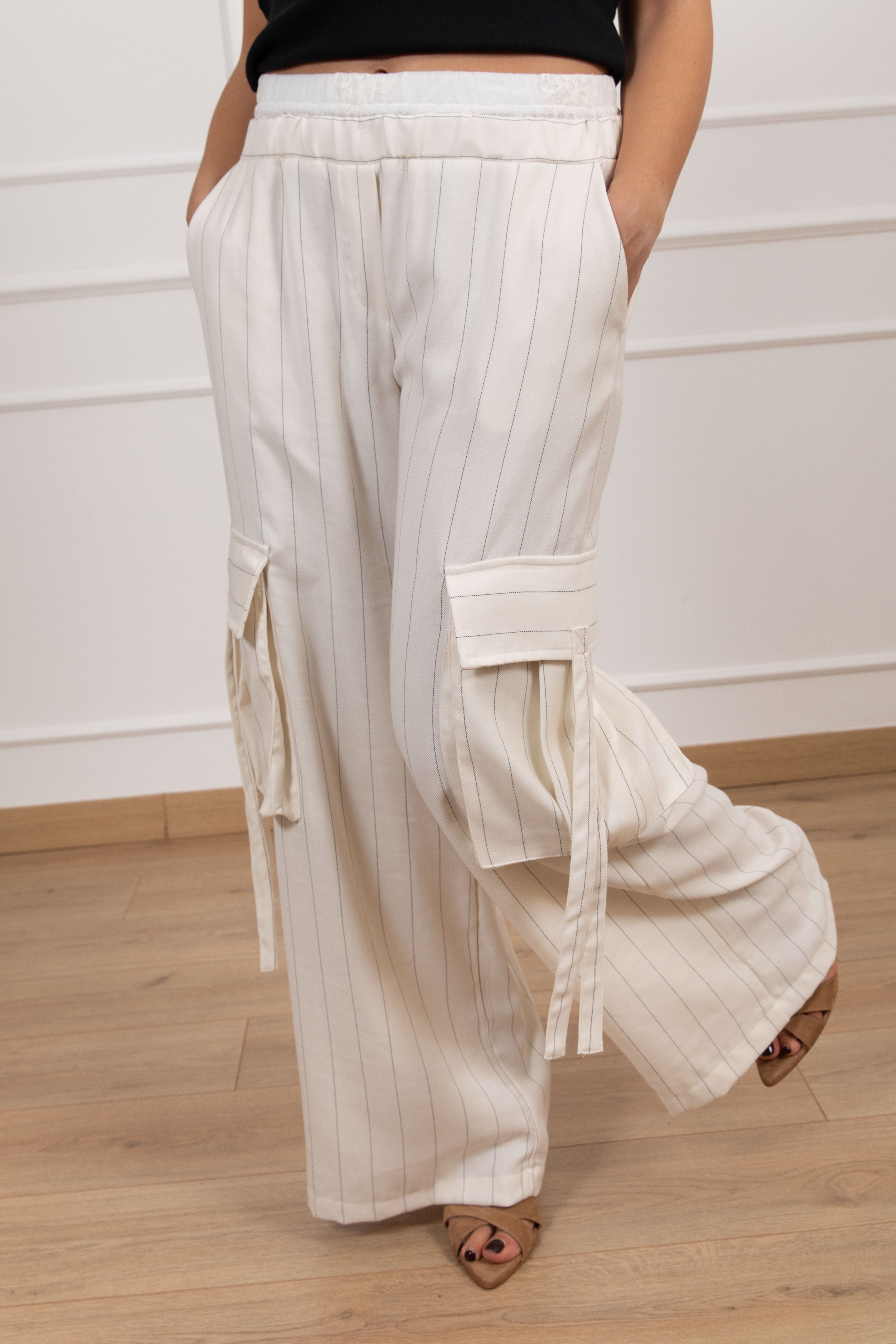 Pantalone cargo gessato boxer in pizzo Tensione IN