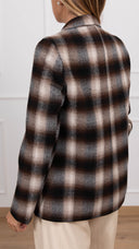 Giacca mono-bottone check moro in lana con spille ViCOLO
