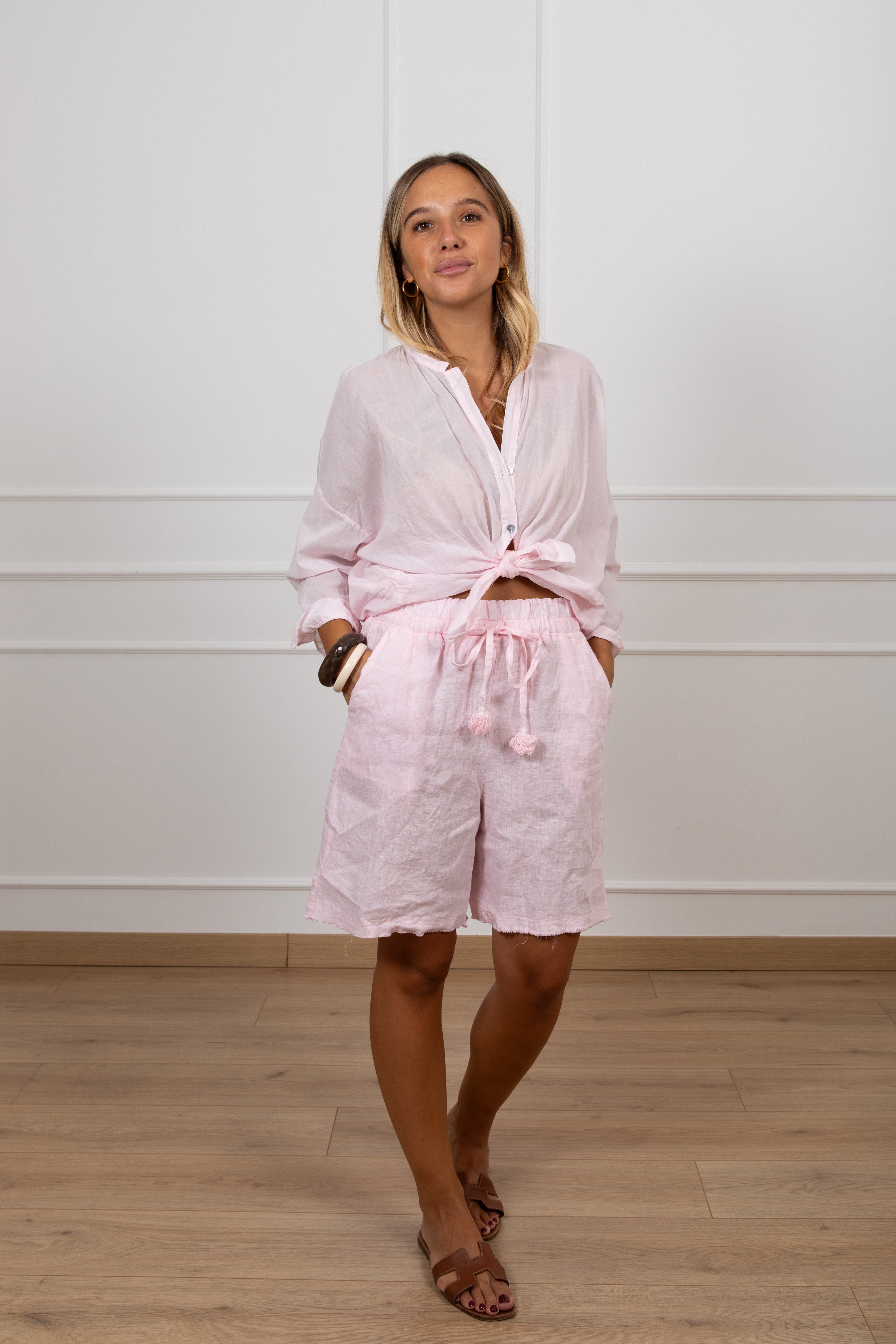Camicia in cotone con collo alla coreana Tensione IN