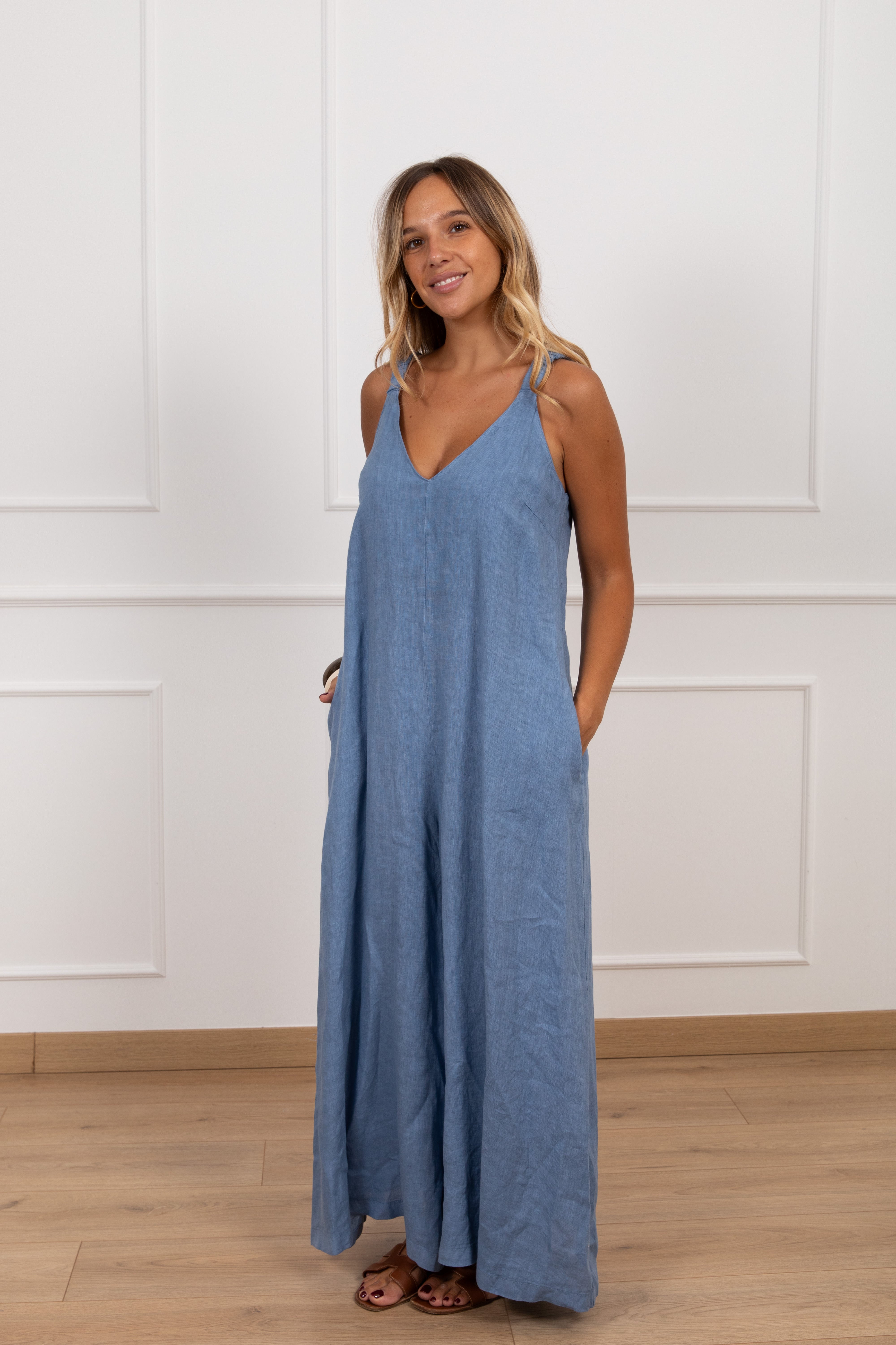 Jumpsuit lunga 100% lino ViCOLO