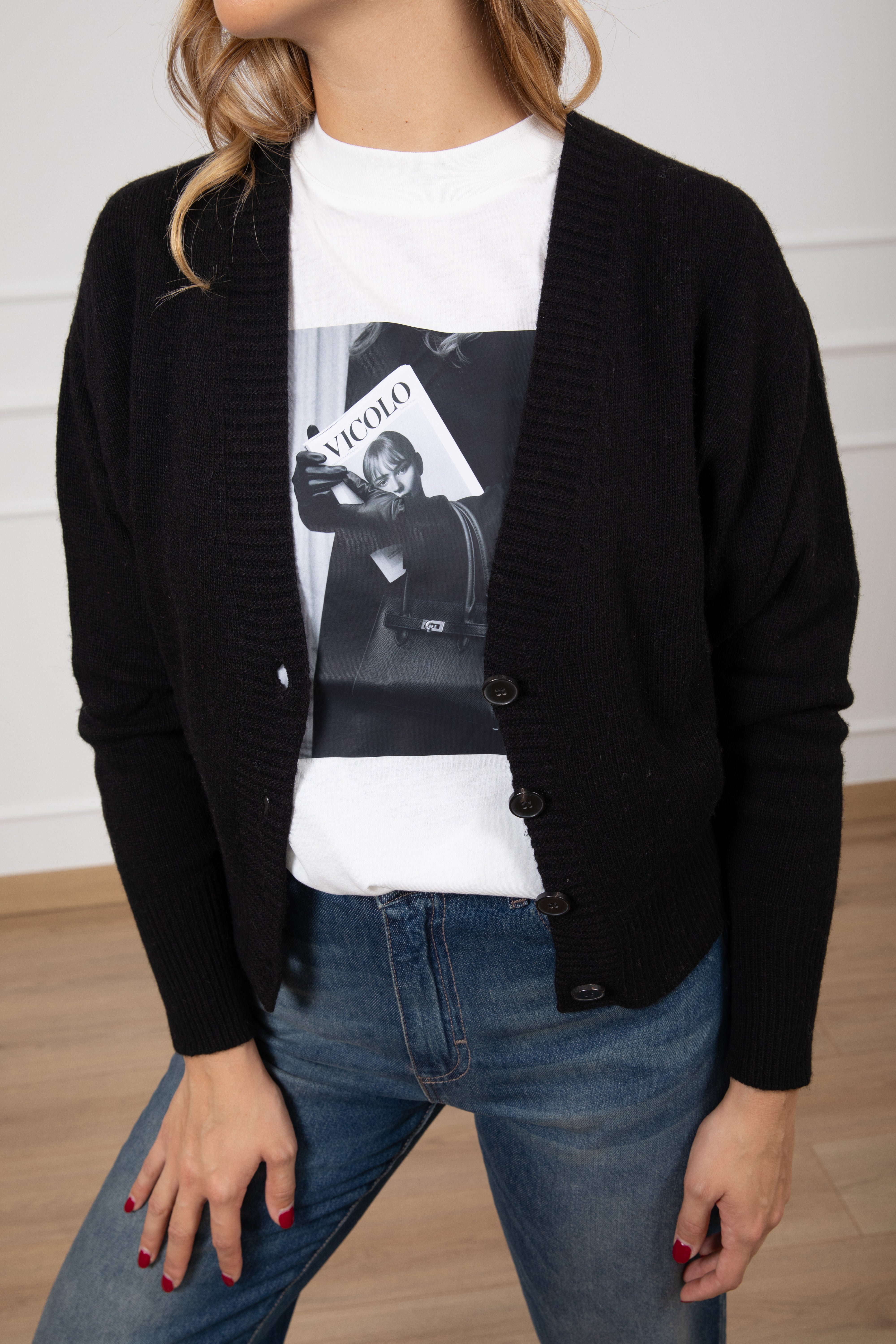 Cardigan cropped in lana e cashmere ViCOLO