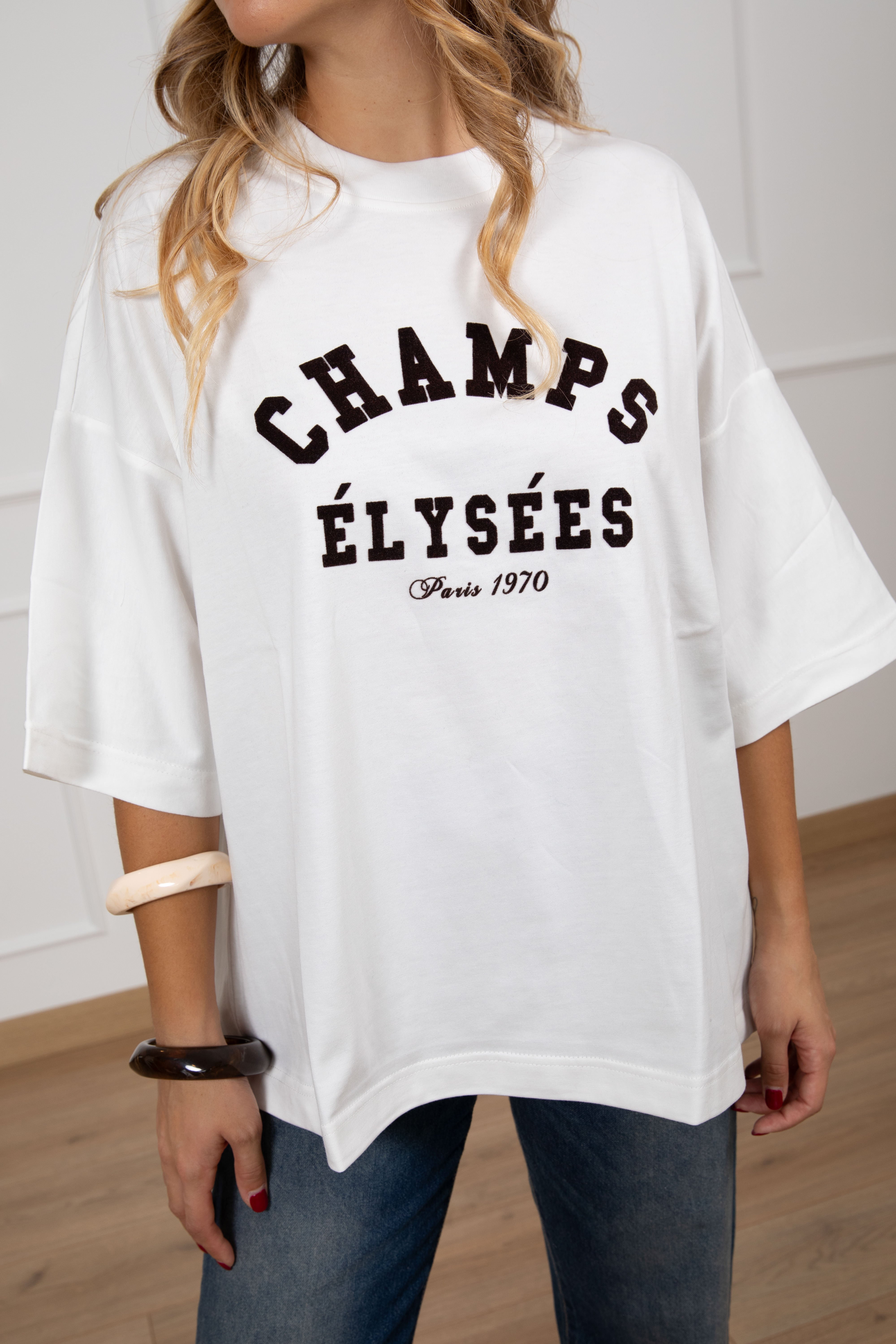 T-shirt extra over "Champs Elysees" in velluto ViCOLO