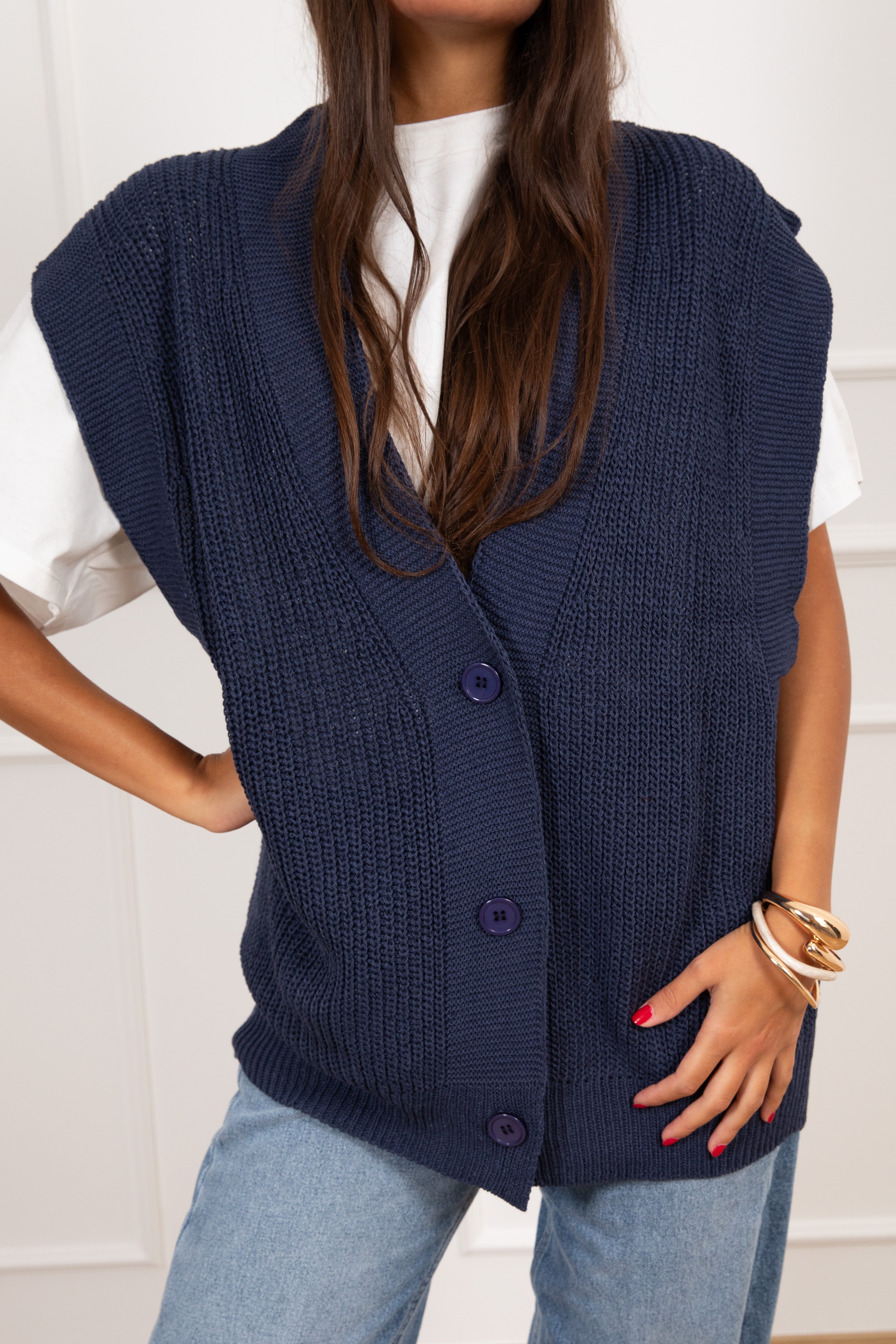 Maxi-gilet in cotone Susy Mix