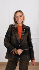 Giacca mono-bottone check militare in lana con spille ViCOLO
