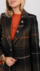 Giacca mono-bottone check militare in lana con spille ViCOLO