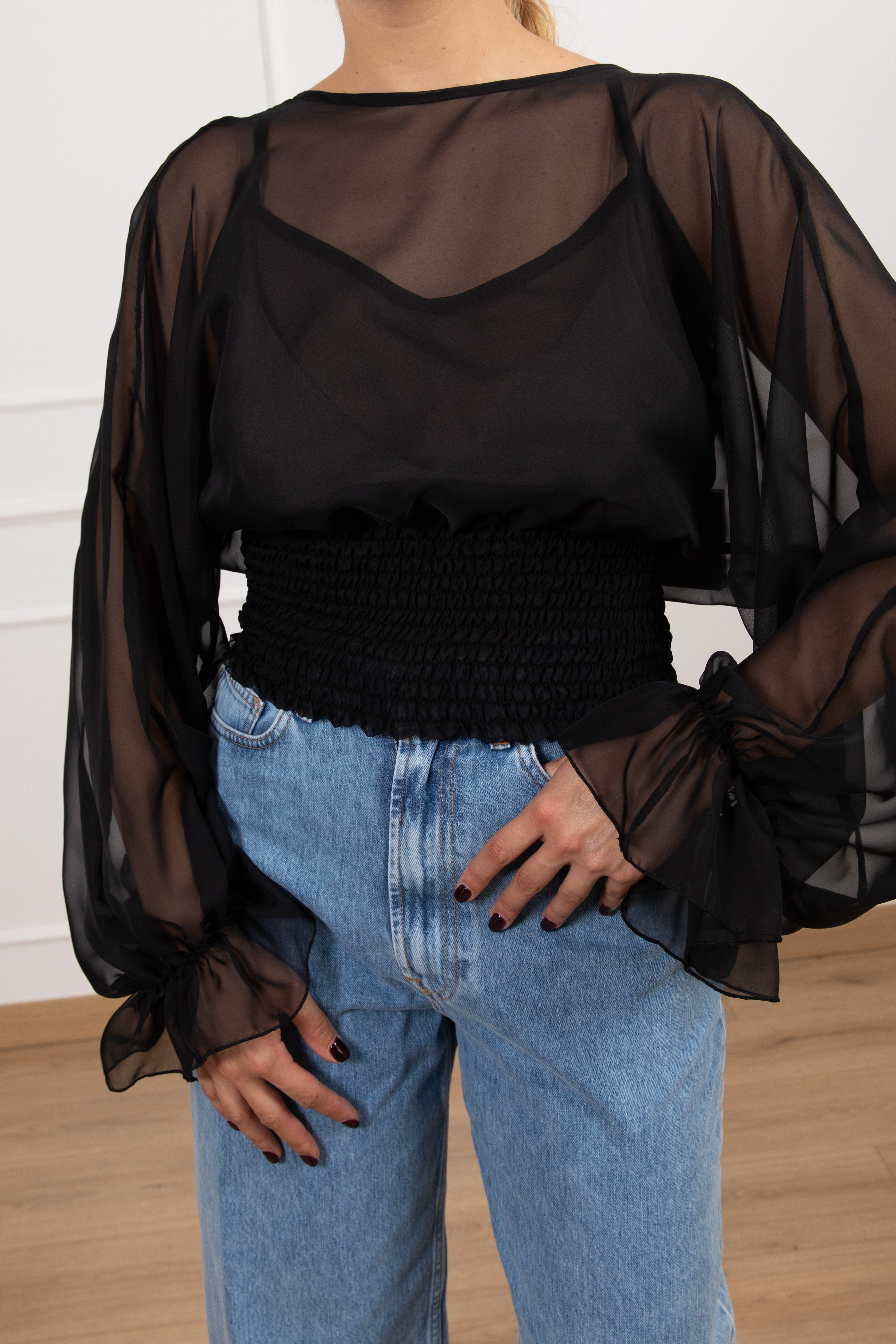Blusa cropped con elastico Tensione IN