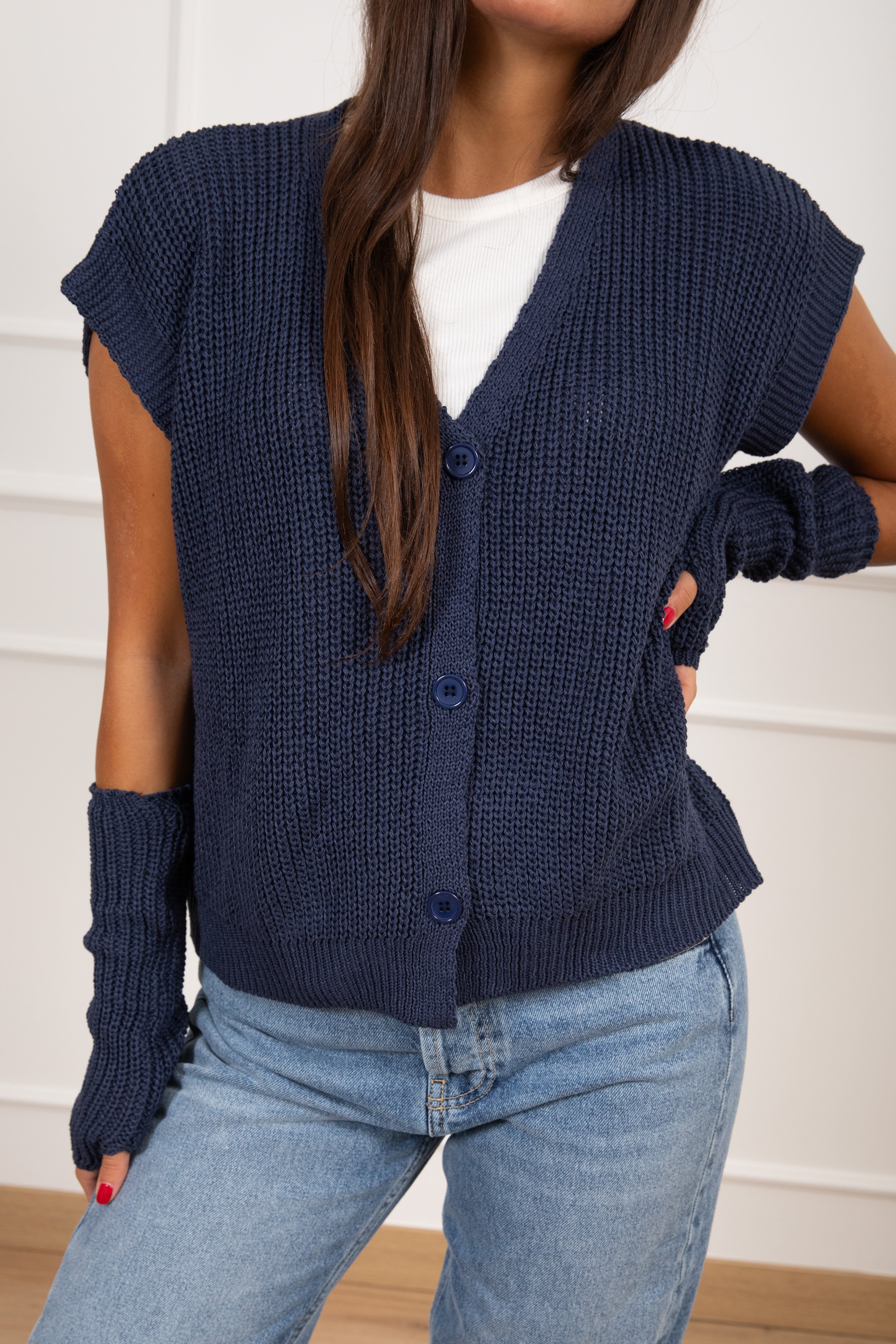 Gilet in cotone con manicotti Susy Mix