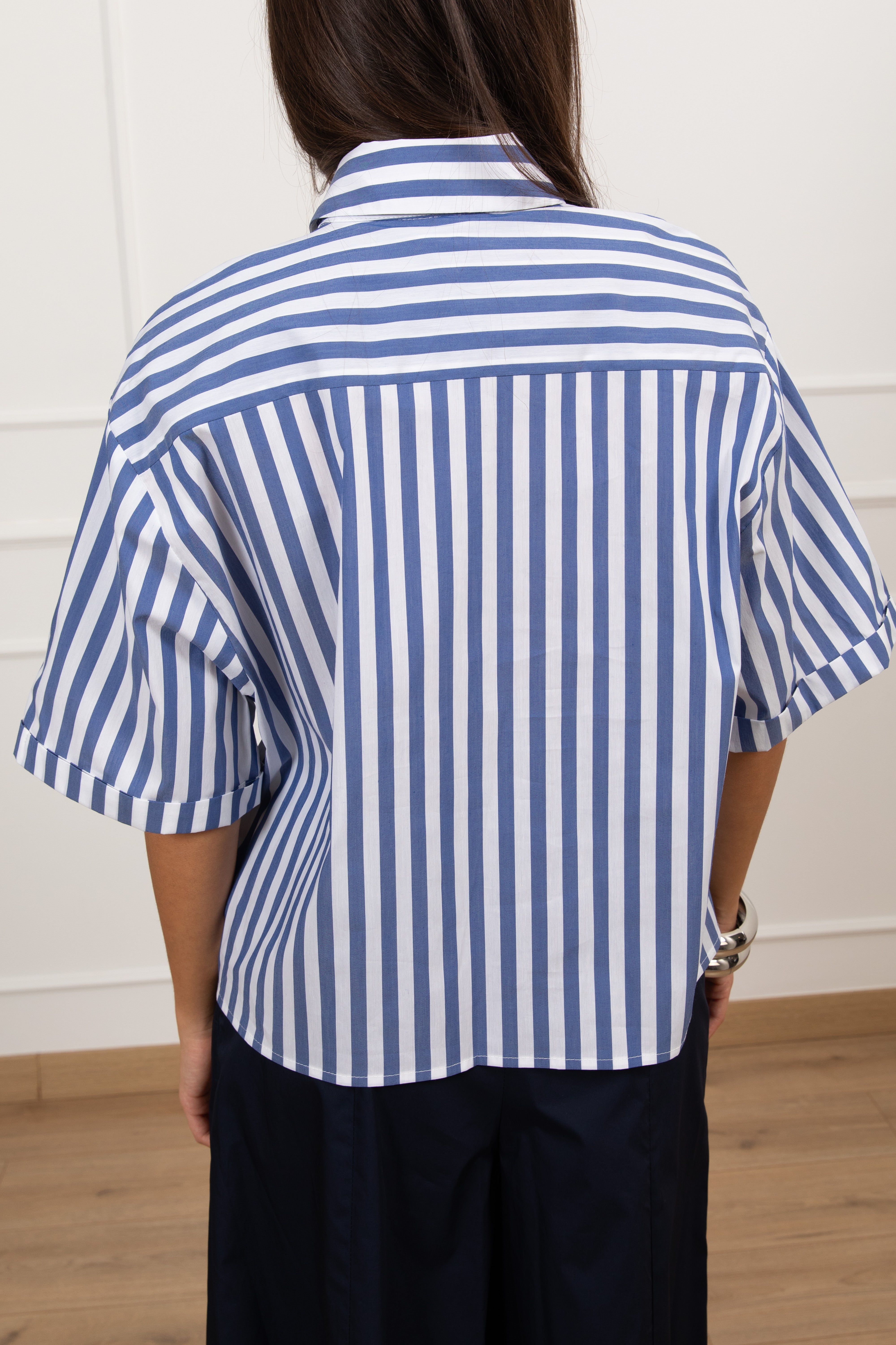 Camicia manica corta a righe "N 5" paillettes Tensione IN