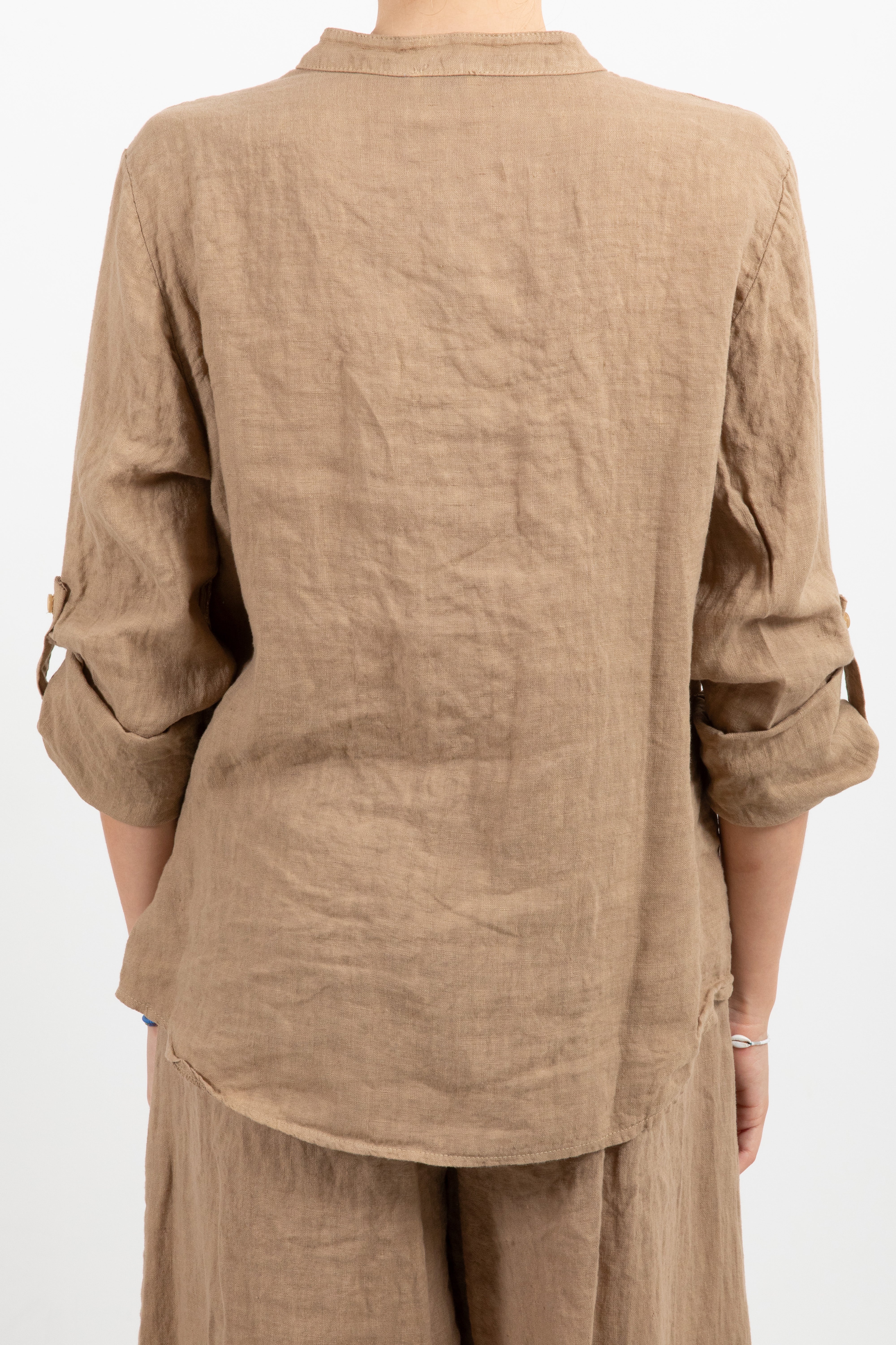 Camicia scollo alla coreana 100% lino Susy Mix