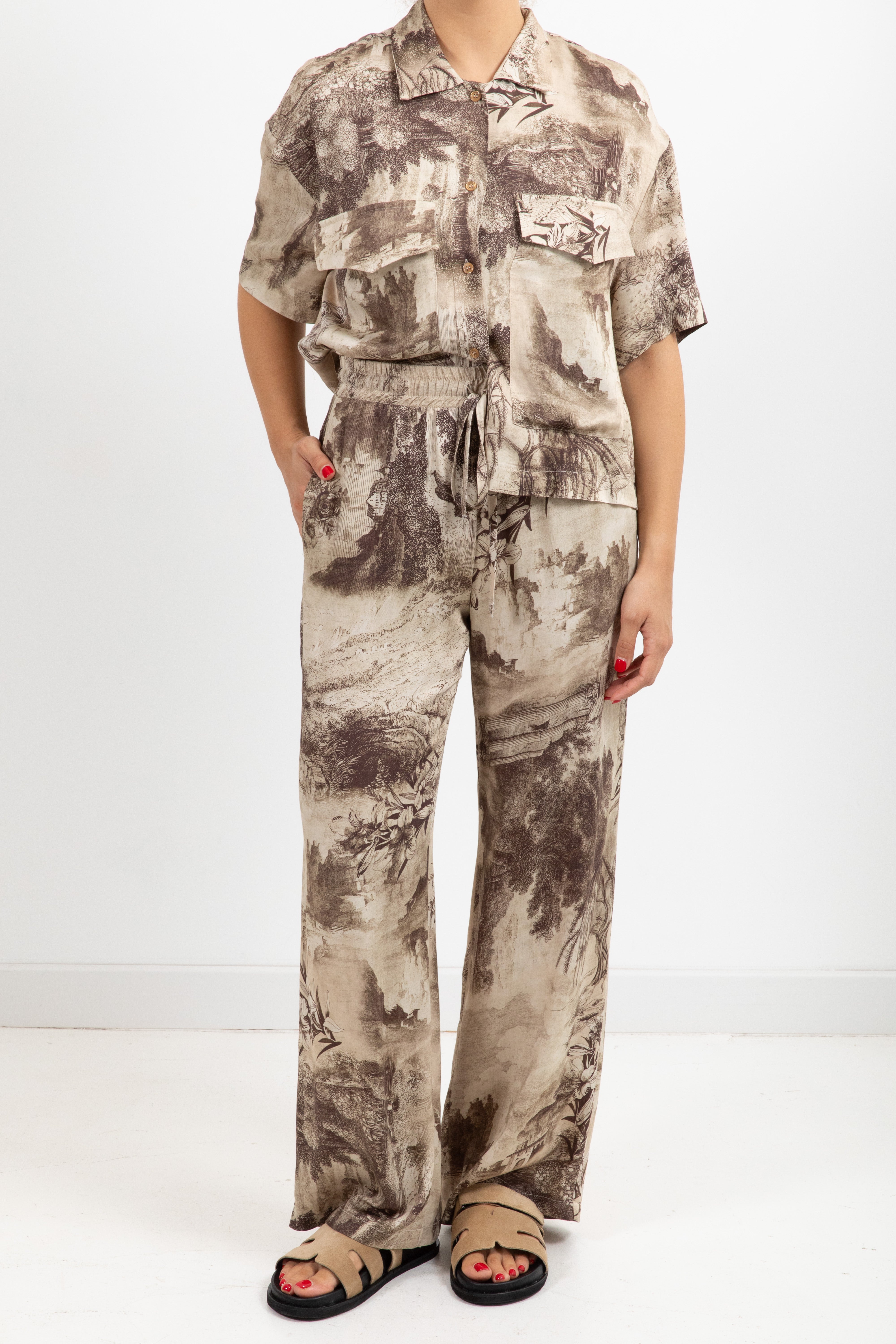Pantalone gamba dritta tela de jouy con coulisse ViCOLO