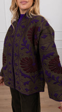Giacca in maglia motivo fiori viola Tensione IN