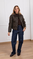 Jeans Lena worker con inserto in eco-pelle ViCOLO