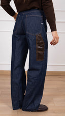 Jeans Lena worker con inserto in eco-pelle ViCOLO