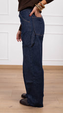 Jeans Lena worker con inserto in eco-pelle ViCOLO