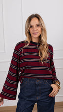 T-shirt a righe alternate variante bordeaux/blu Haveone