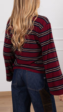 T-shirt a righe alternate variante bordeaux/blu Haveone