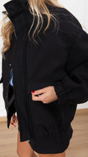 PRE ORDER TG S 2/11 Bomber-cappotto con collo ad anello variante nero Haveone