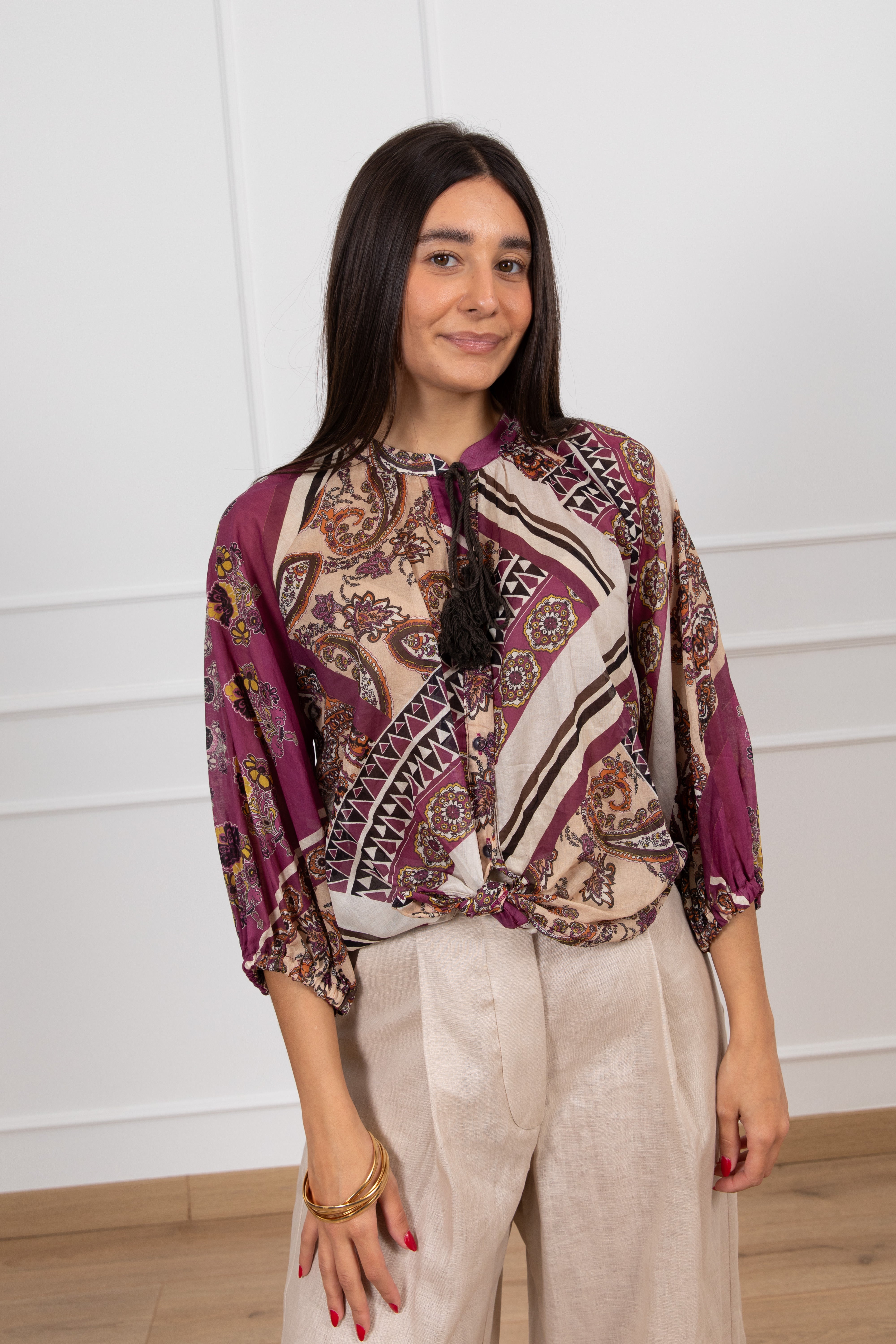 Camicia fantasia paisley con nappine Tensione IN