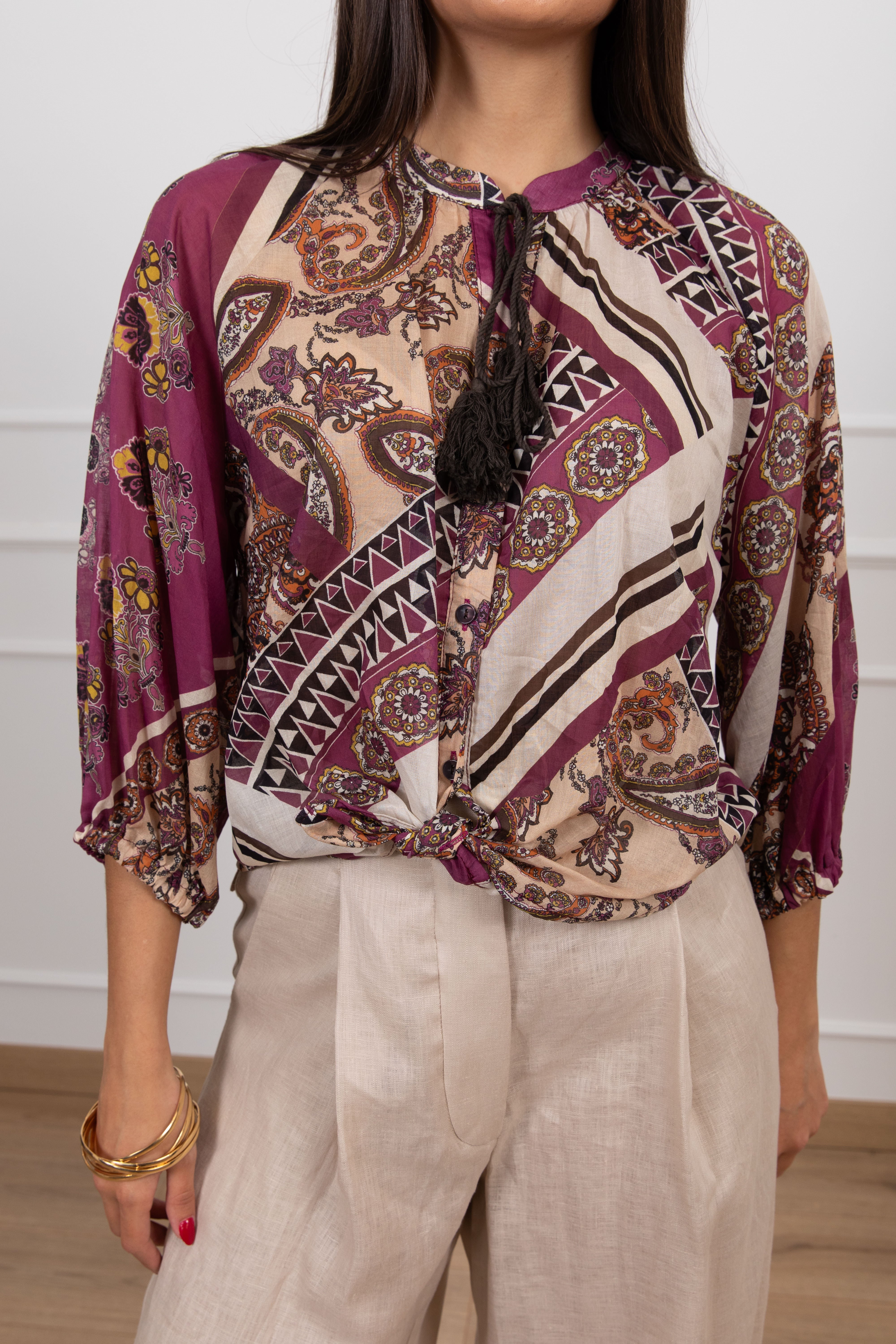 Camicia fantasia paisley con nappine Tensione IN
