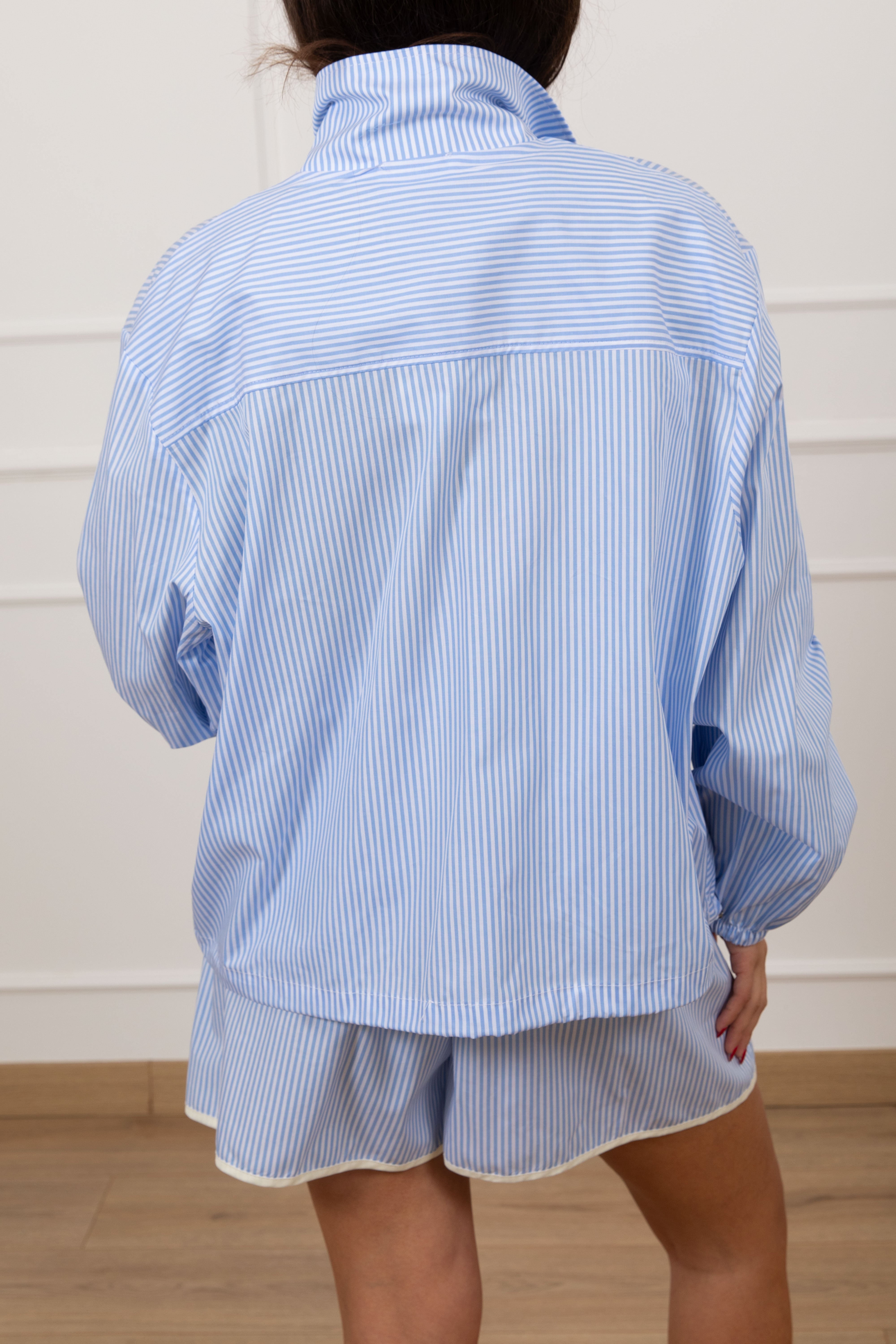 Bomber in cotone bacchettato azzurro ViCOLO