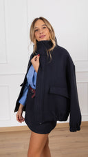 Bomber-cappotto con collo ad anello variante blu Haveone