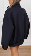 Bomber-cappotto con collo ad anello variante blu Haveone