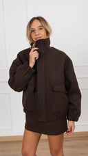 Bomber-cappotto con collo ad anello variante moro Haveone