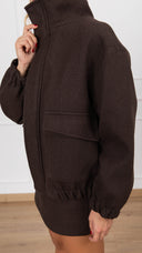 Bomber-cappotto con collo ad anello variante moro Haveone