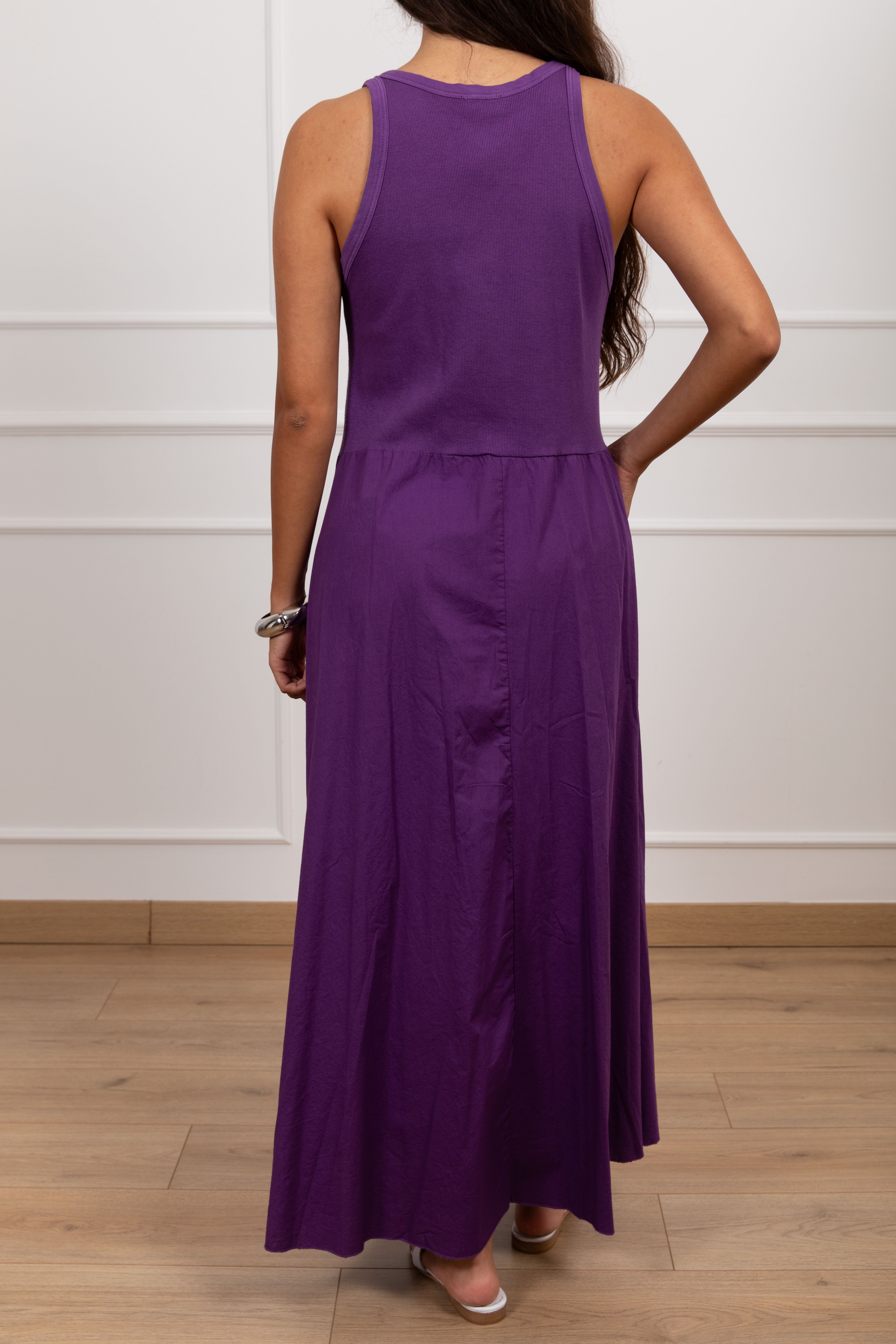 Abito bi-materico con scollo a "V" Susy Mix