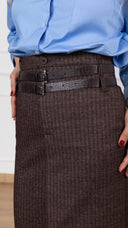 Longuette micro spigato con doppia cintura variante moro Haveone