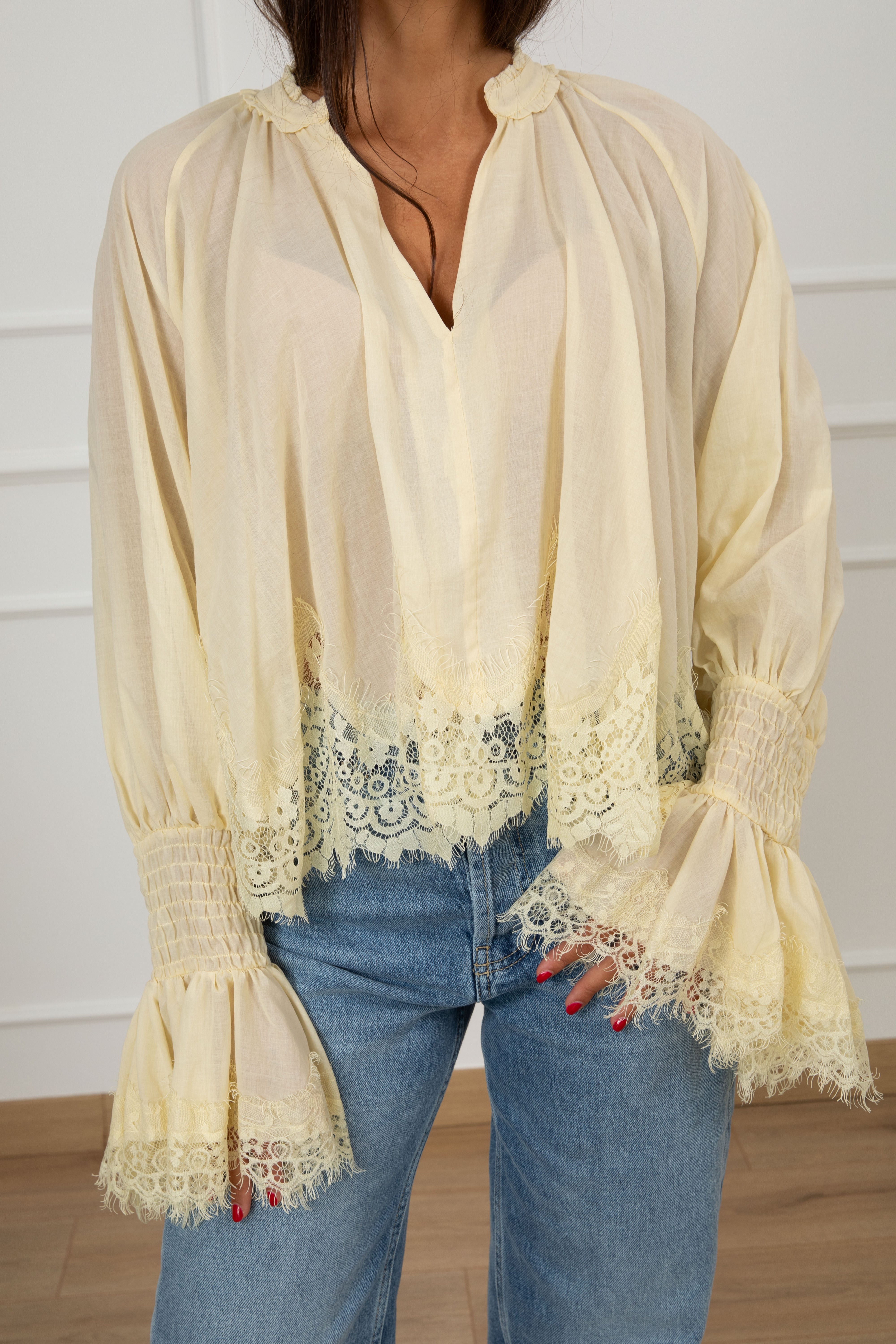 Blusa con fondo in pizzo Tensione IN