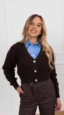 Cardigan bottone gioiello variante moro Haveone