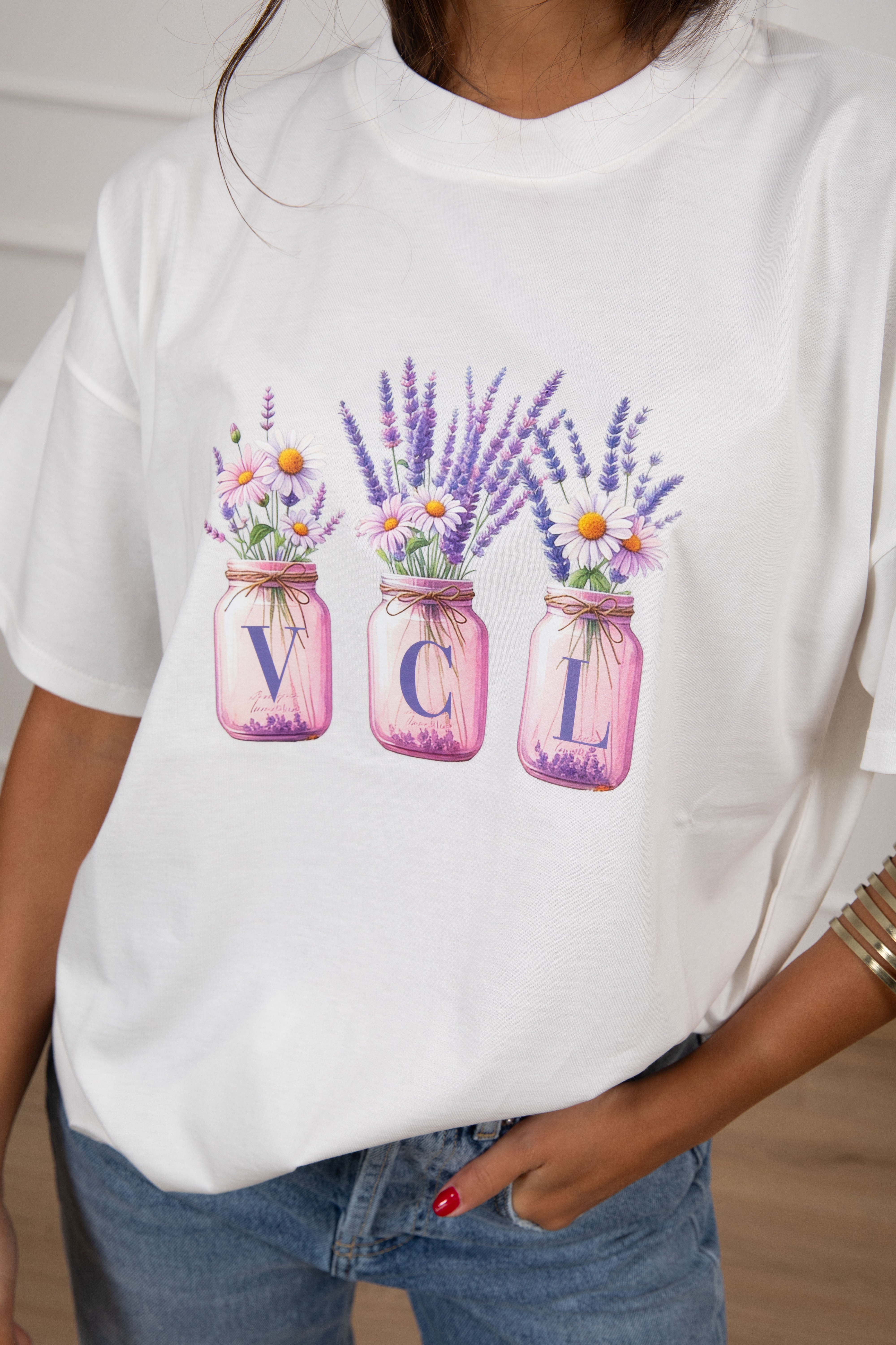 T-shirt over-size monogram con lavanda ViCOLO