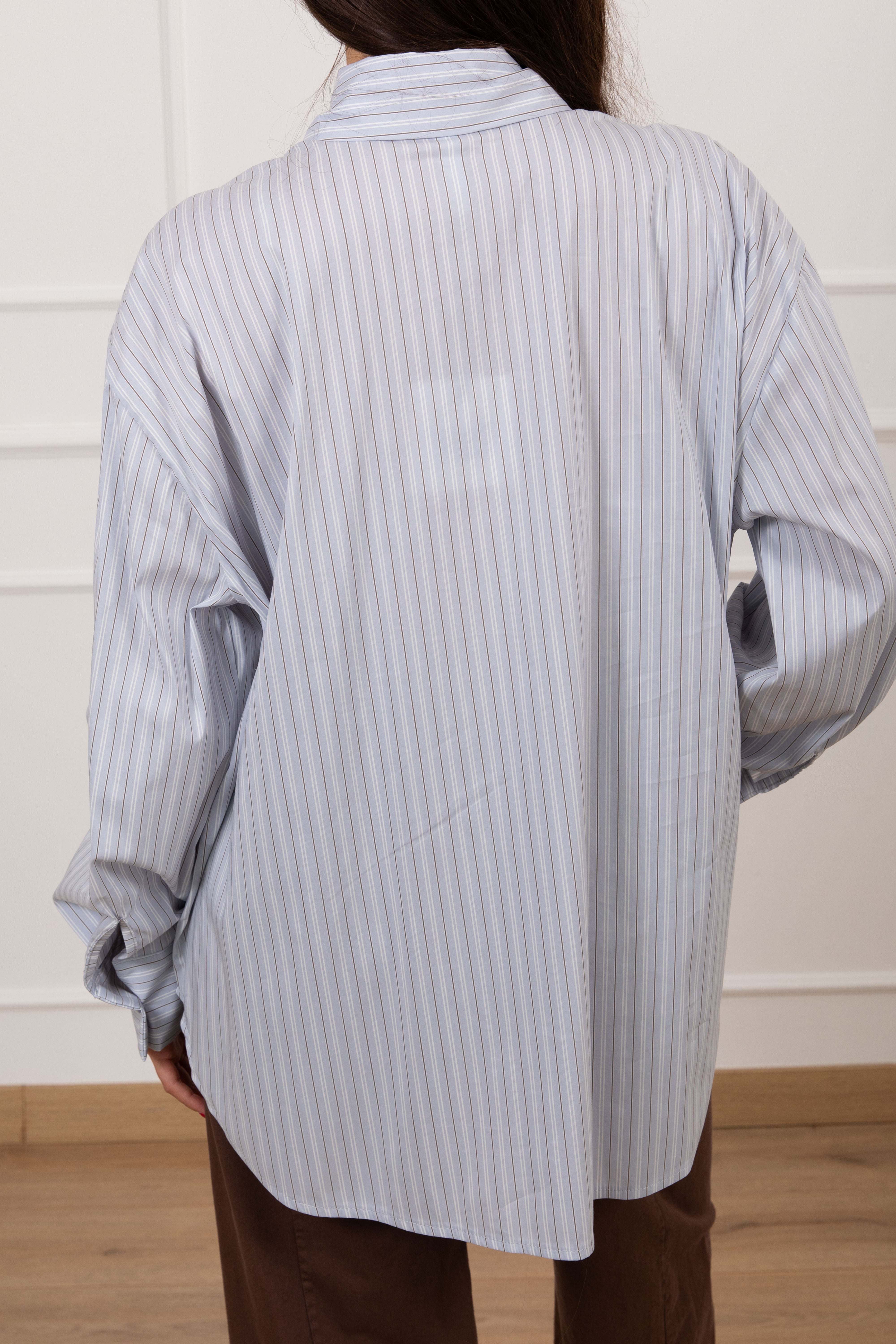 Camicia bacchettata con tasca paillettes bronzo Tensione IN