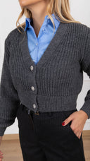 Cardigan bottone gioiello variante antracite Haveone