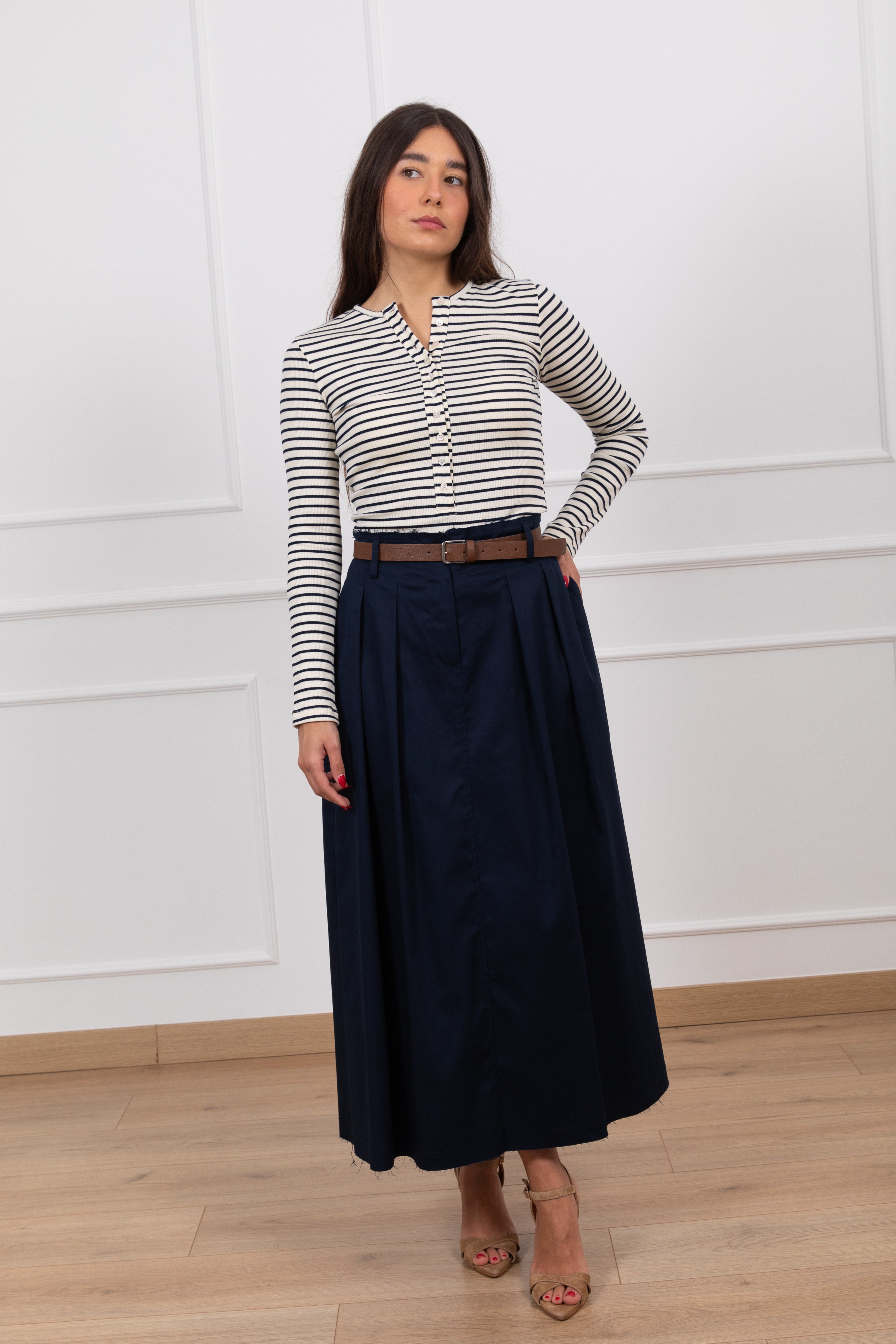 Gonna in cotone con pinces ViCOLO