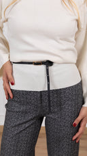 Maglia mezzo-collo con manica svasata e cintura variante panna Haveone