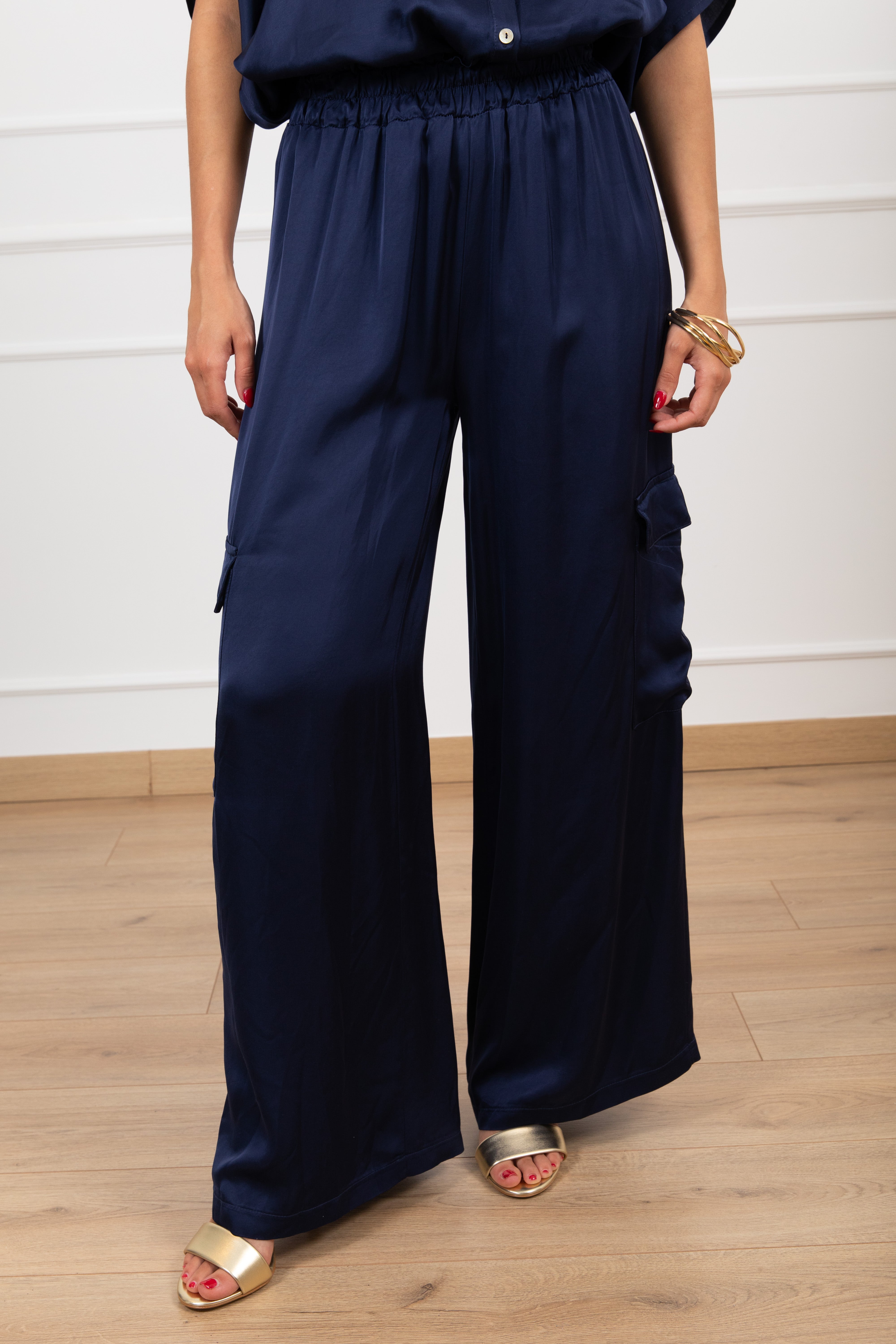 Pantalone cargo in raso con elastico Tensione IN