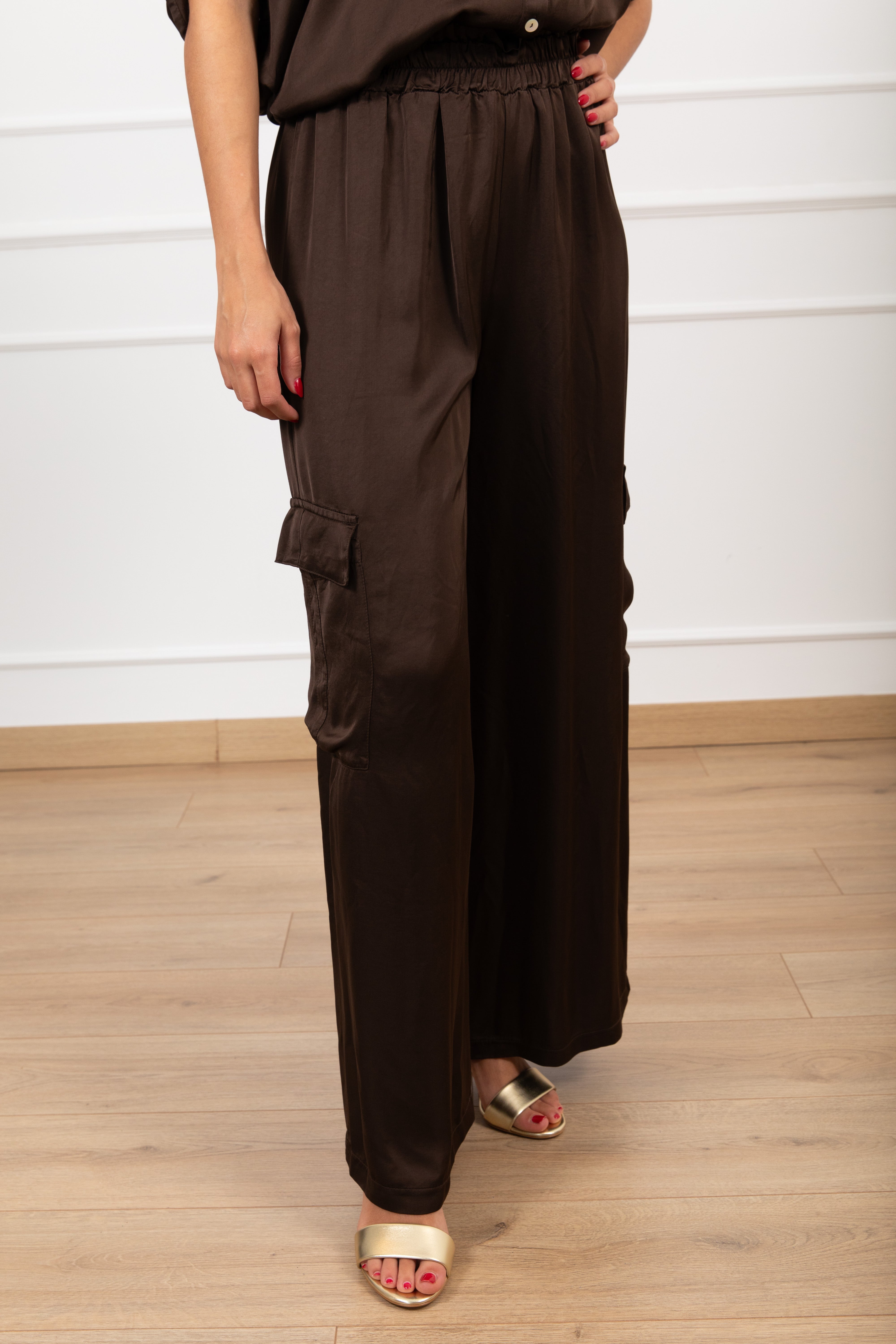 Pantalone cargo in raso con elastico Tensione IN