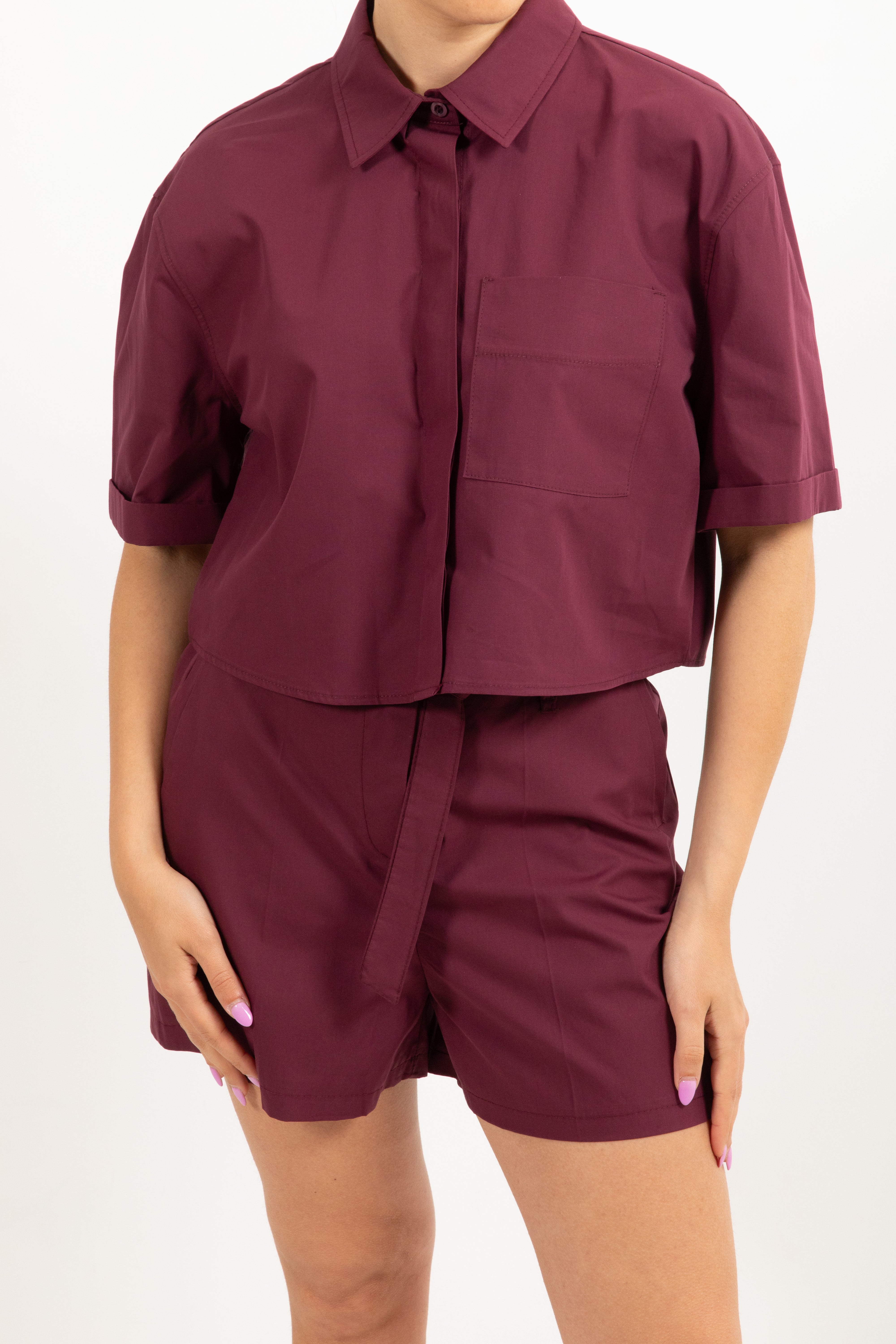 Camicia cropped a manica corta in cotone Susy Mix