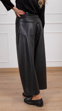 Pantalone barrel-fit in eco-pelle con cintura variante nero Tensione IN