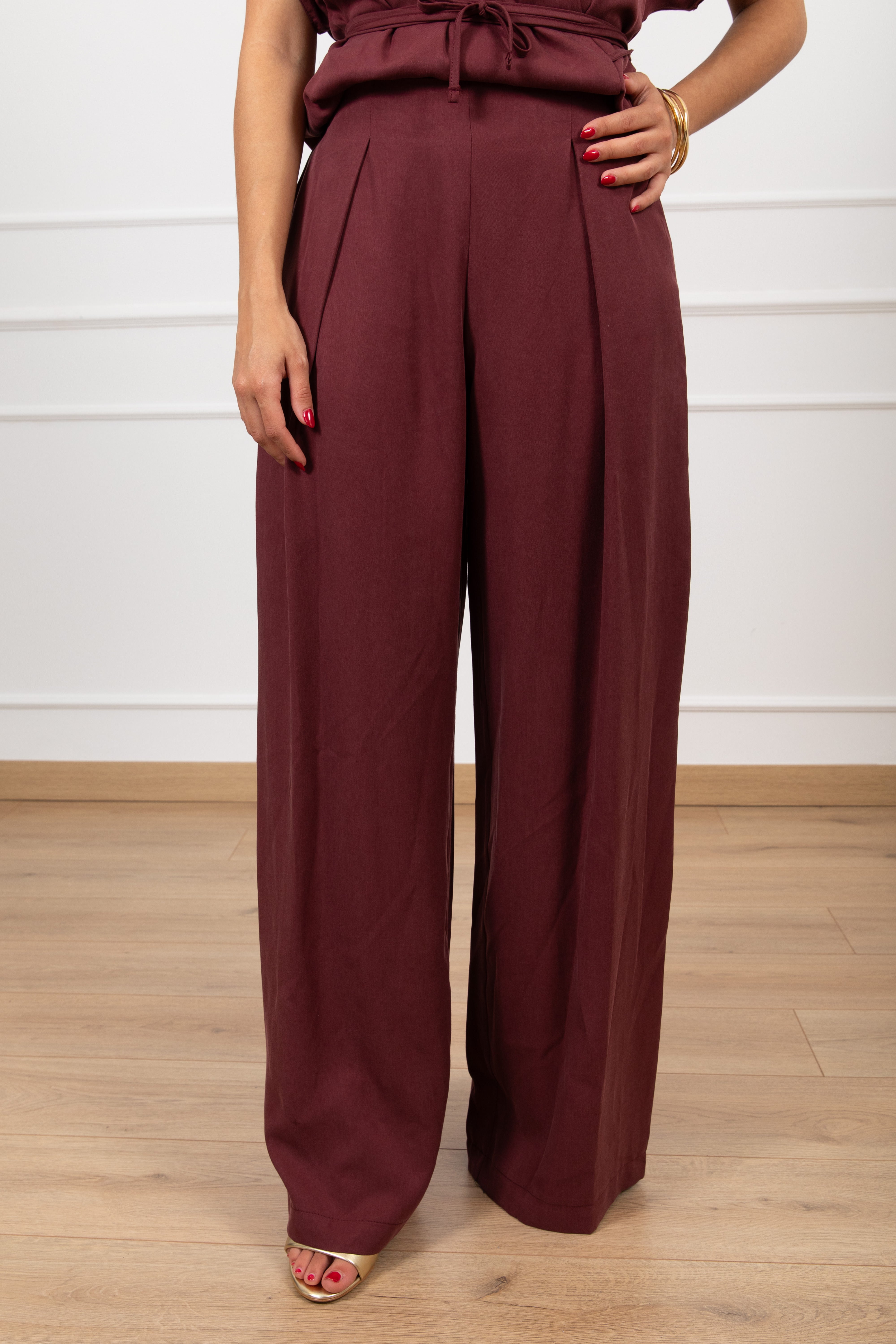 Coordinato blusa con incrocio e pantalone con elastico sul retro Susy Mix