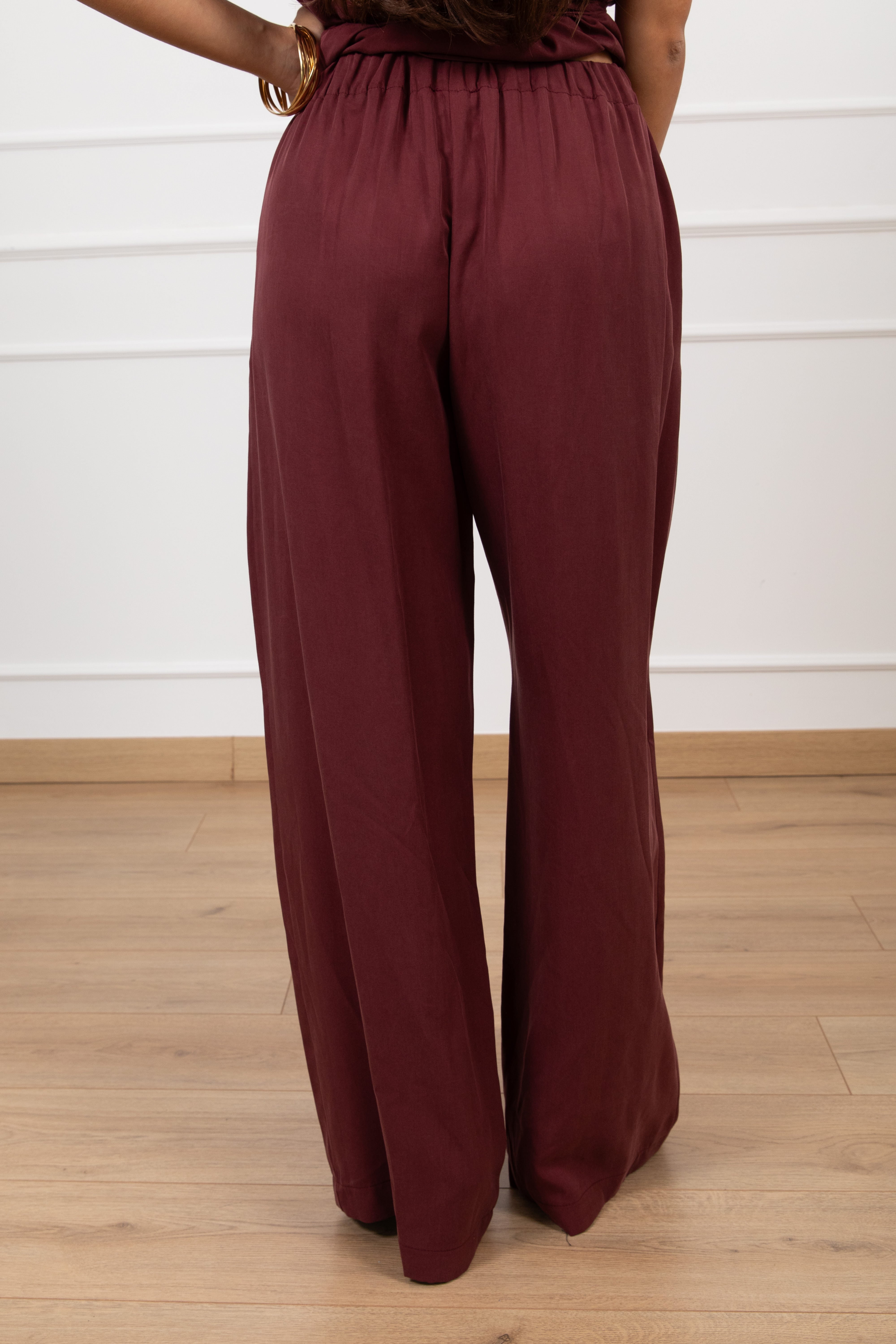 Coordinato blusa con incrocio e pantalone con elastico sul retro Susy Mix
