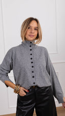 Cardigan mezzo-collo variante grigio ViCOLO