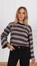 T-shirt a righe alternate variante grigio/moro Haveone