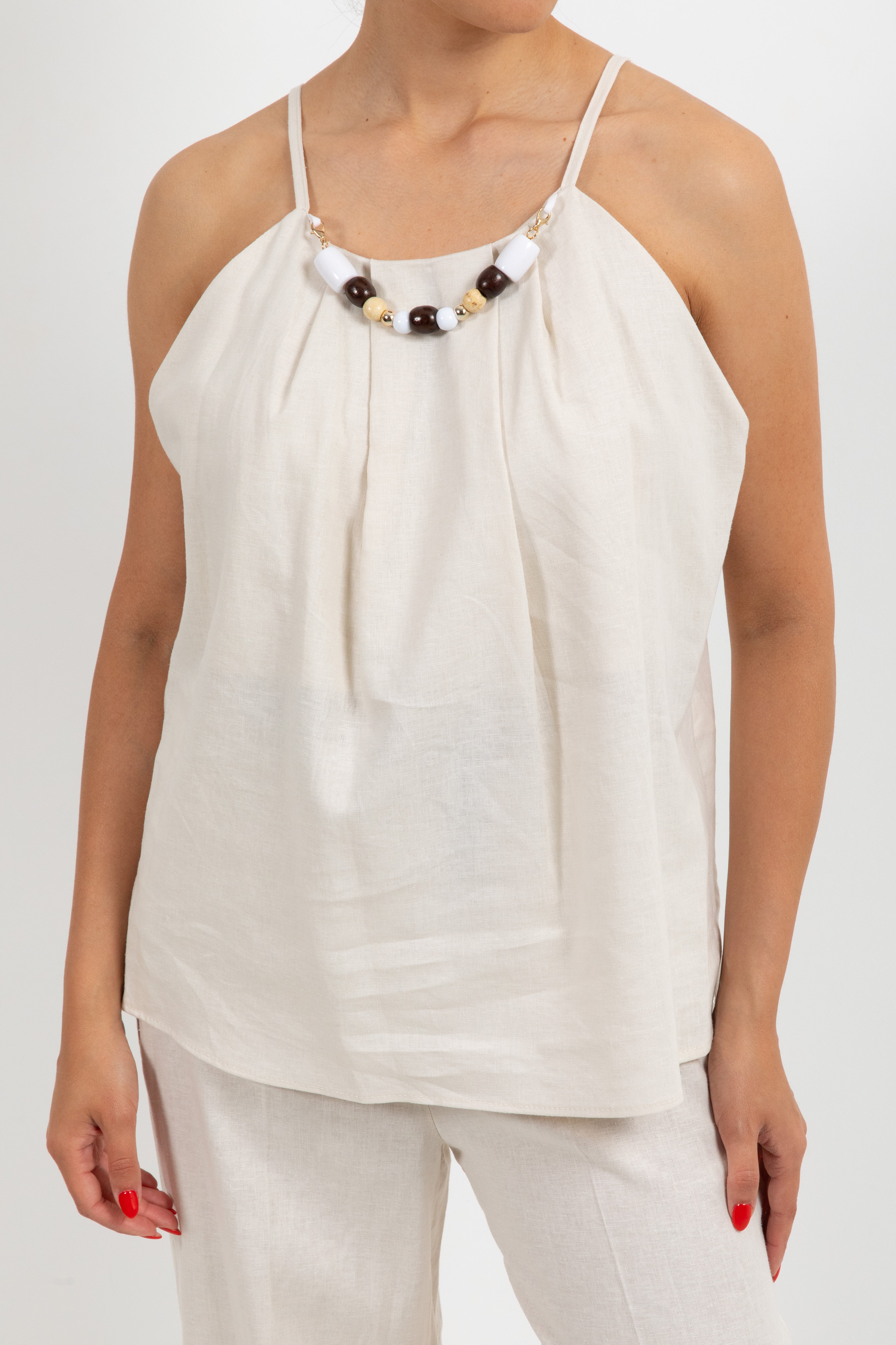 Top in lino e viscosa con collana Susy Mix