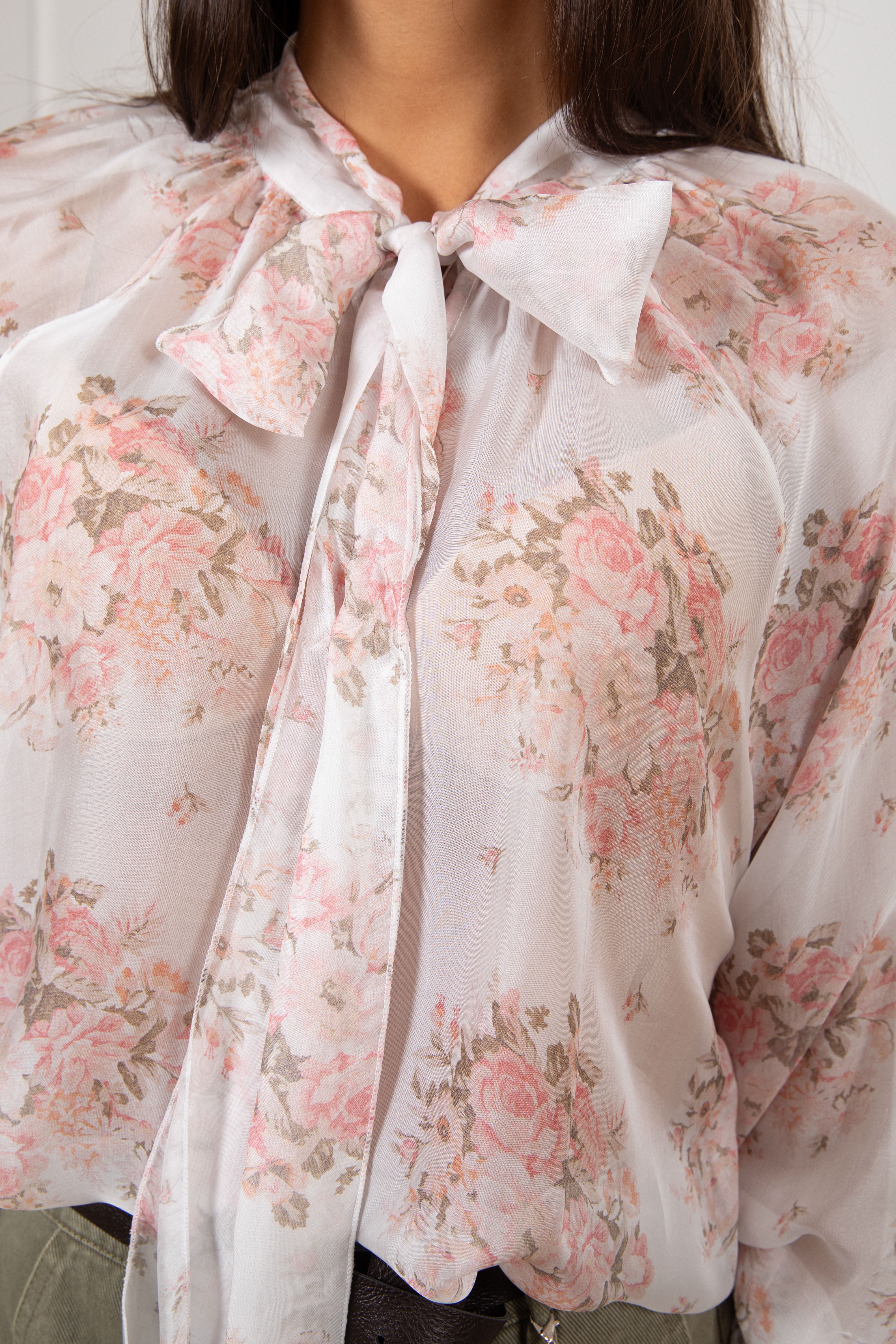 Camicia fantasia flowers con fiocco ViCOLO