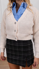 Cardigan bottone gioiello variante burro Haveone
