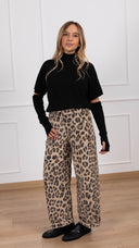 Pantalone 5 tasche animalier in velluto a coste ViCOLO